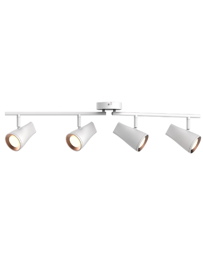 Aplique LED 4 luces 24W Sonnara barral blanco con cobre Markas Iluminación luz neutra